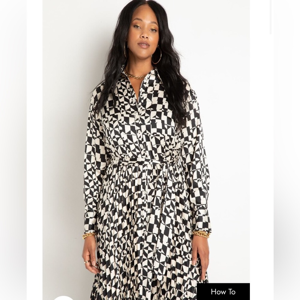 Pleated Skirt Shirt Dress